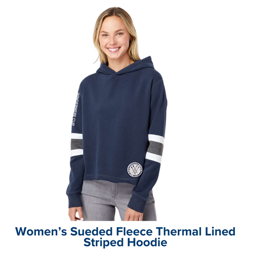 Women's Sueded Fleece Thermal Lined Hooded Sweatshirt - with patch